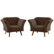 Conjunto Poltrona Decorativa Roseira Inca Marrom