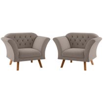 Conjunto Poltrona Decorativa Roseira Inca Sépia