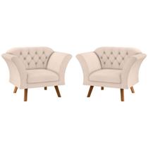 Conjunto Poltrona Decorativa Roseira Linha Bege