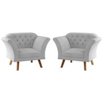 Conjunto Poltrona Decorativa Roseira Linha Cinza