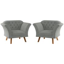 Conjunto Poltrona Decorativa Roseira Linha Grafite