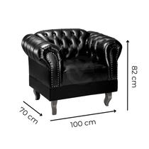 Conjunto Poltrona e Puff Chesterfield Duque Via Encanto Preto