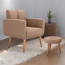 Conjunto Poltrona e Puff Decorativos Josh Boucle Marrom