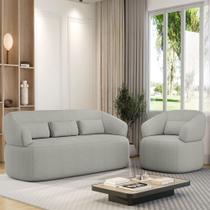 Conjunto Poltrona e Sofá Living Orgânico Duomo 1,30m Just Time