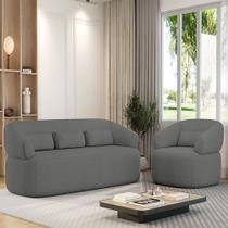 Conjunto Poltrona e Sofá Living Orgânico Duomo 1,80m Just Time