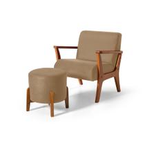 Conjunto Poltrona Estofada Cléo com Puff Redondo Berlim Bege Straub Web Conjunto Poltrona Estofada Cléo com Puff Redondo Berlim Bege Straub Web