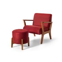 Conjunto Poltrona Estofada Cléo com Puff Redondo Berlim Dordô Straub Web Conjunto Poltrona Estofada Cléo com Puff Redondo Berlim Dordô Straub Web