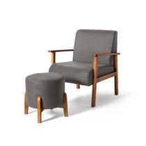 Conjunto Poltrona Estofada Júlia com Puff Redondo Berlim Cinza Straub Web Conjunto Poltrona Estofada Júlia com Puff Redondo Berlim Cinza Straub Web