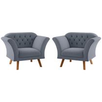 Conjunto Poltrona para Sala de Recepção Moreira Inca Chumbo Conjunto Poltrona para Sala de Recepção Moreira Inca Chumbo