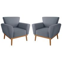 Conjunto Poltrona para Sala de Recepção Viana Inca Chumbo