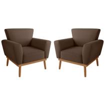 Conjunto Poltrona para Sala de Recepção Viana Inca Marrom
