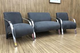 Conjunto Poltronas Braço Alumínio Cinza 606 México