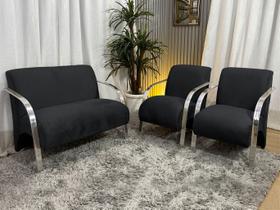 Conjunto Poltronas Braço Alumínio Preto 601 México