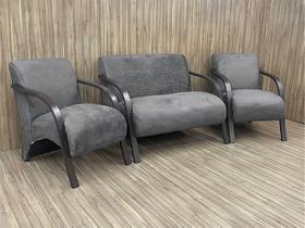 Conjunto Poltronas Braço Madeira Cinza 605 México Conjunto Poltronas Braço Madeira Cinza 605 México