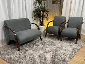 Conjunto Poltronas Braço Madeira Cinza 605 México Conjunto Poltronas Braço Madeira Cinza 605 México