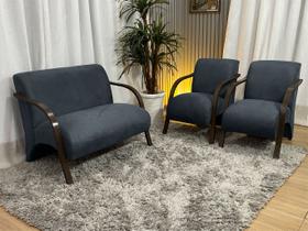 Conjunto Poltronas Braço Madeira Cinza 606 México Conjunto Poltronas Braço Madeira Cinza 606 México