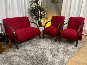 Conjunto Poltronas Braço Madeira Vermelho 608 México Conjunto Poltronas Braço Madeira Vermelho 608 México