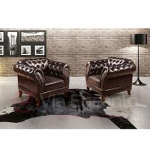 Conjunto Poltronas Chesterfield Duque Via Encanto Courano Marrom Café