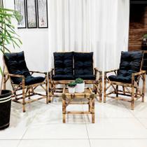 Conjunto Poltronas e Mesa Bambu P/ Área Externa C/ Almofada