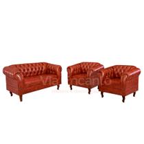 Conjunto Poltronas e Namoradeira Chesterfield Duque Via Encanto material sintético Pinhão