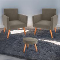 Conjunto Poltronas e Puff Anari Veludo Cappuccino Conjunto Poltronas e Puff Anari Veludo Cappuccino