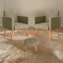 Conjunto Poltronas e Puff Anari Veludo Turkey Cappuccino Conjunto Poltronas e Puff Anari Veludo Turkey Cappuccino