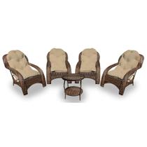 Conjunto Poltronas Espreguiçadeira para Jardim Fibra Sintética 4 Poltronas e Mesa Centro - Tecido Duna DesertoC Conjunto Poltronas Espreguiçadeira para Jardim Fibra Sintética 4 Poltronas e Mesa Centro - Tecido Duna DesertoC
