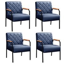 Conjunto Poltronas Ludmilla Kit 4 Cadeiras Braço Metal Sala Recepção Visita Conjunto Poltronas Ludmilla Kit 4 Cadeiras Braço Metal Sala Recepção Visita