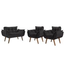 Conjunto Poltronas Opalla Pés Madeira Preto Conjunto Poltronas Opalla Pés Madeira Preto
