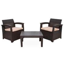 Conjunto Poltronas para Jardim 2 Lugares com Mesa de Jardim e Área Externa Rattan Syberflex