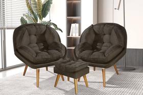 Conjunto Poltronas Sênior Luxuoso em Suede Premium com Puff Conjunto Poltronas Sênior Luxuoso em Suede Premium com Puff
