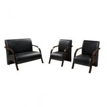 Conjunto Poltronas Vênus 1 Dois Lugares 2 Um Lugar Braços em Madeira 1 Namoradeira 2 de um Lugar D Salla Tecido Sintético