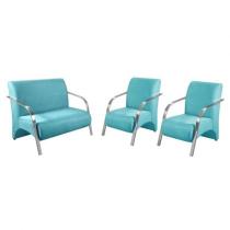 Conjunto Poltronas Venus Braços em Alumínio Suede Acqua Conjunto Poltronas Venus Braços em Alumínio Suede Acqua