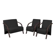 Conjunto Poltronas Vênus Braços Madeira material sintético Preto Conjunto Poltronas Vênus Braços Madeira material sintético Preto