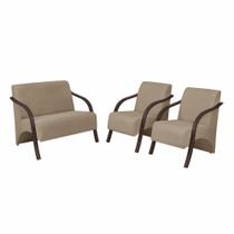 Conjunto Poltronas Vênus Pé Madeira Suede Cappuccino Conjunto Poltronas Vênus Pé Madeira Suede Cappuccino
