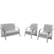 Conjunto Poltronas Vênus Tecido Sintético Branco Conjunto Poltronas Vênus Tecido Sintético Branco