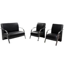Conjunto Poltronas Vênus Tecido Sintético Preto Conjunto Poltronas Vênus Tecido Sintético Preto