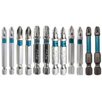 Conjunto Ponta Bits Ph1 Ph2 Ph3 Pz1 Pz2 Pz3 50mm Pozidriv Philips encaixe rápido magnético aço cromo Gross 12 peças