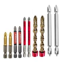 Conjunto Ponta Bits PH2 50 65 70 90 150mm Dupla torção Kit 10 Peças Ponteira Magnética Antiderrapante