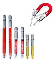Conjunto Ponta bits ph2 50mm 70mm 90mm Kit 6 Peças titanio ponteira Magnetica Antiderrapante