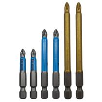 Conjunto Ponta Bits PH2 50mm + 70mm + 90mm XL Magnética Antiderrapante Ponteira Aço cromo Max Kit 6 peças
