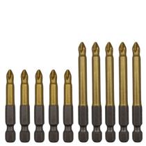 Conjunto Ponta Bits PH2 50mm + 70mm Kit 10 Peças Titânio Magnética Antiderrapante Parafusadeira Mercantil E-Commerce