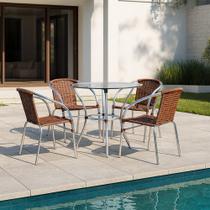 Conjunto Pool Mesa e 4 Cadeiras Alumínio Fibra Área Gourmet Acesse Móveis Conjunto Pool Mesa e 4 Cadeiras Alumínio Fibra Área Gourmet Acesse Móveis