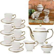 Conjunto Porcelana Chá E Café Paddy Branco E Dourado Mesa Posta Luxo Wolff