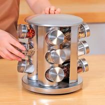 Conjunto Porta Condimento Giratório Vidro Com Tampa Inox Ideal Para Cozinha