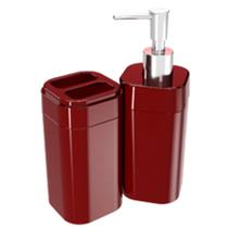 Conjunto Porta Escova Dente Dispenser Sabonete Líquido Banheiro Splash - VRM 99096 Coza