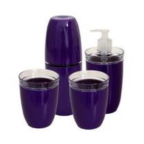 Conjunto Porta Escovas Acessórios sobre Pia Banheiro e Lavabo - Málaga Roxo 4 peças Acrílico Conjunto Porta Escovas Acessórios sobre Pia Banheiro e Lavabo - Málaga Roxo 4 peças Acrílico
