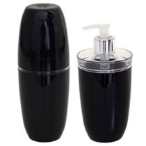 Conjunto Porta Escovas e Dispenser Banheiro Lavabo-Metalotec-Valência Preto 2 pçs Acrílico Conjunto Porta Escovas e Dispenser Banheiro Lavabo-Metalotec-Valência Preto 2 pçs Acrílico