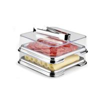 Conjunto porta frios 2 peças Inox Forma 15,5 x 15,5 x 7 cm 800140 Conjunto porta frios 2 peças Inox Forma 15,5 x 15,5 x 7 cm 800140