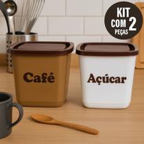 Conjunto Porta Mantimentos Café e Açúcar 2 Potes 2100ml Conjunto Porta Mantimentos Café e Açúcar 2 Potes 2100ml